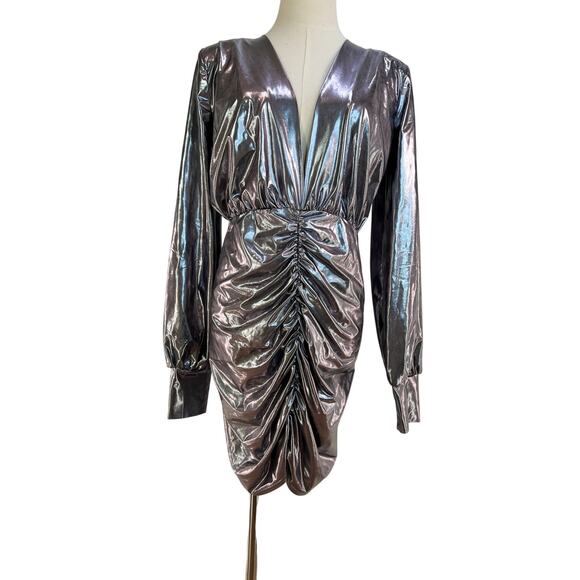 Buddy Love Metallic Cyrus Dress Silver Party Cocktail - Picture 2 of 10